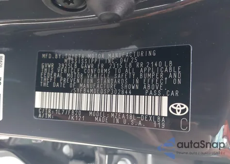 2025 Toyota Corolla Le from USA, damaged, VIN 5YFB4MDE0SP302844